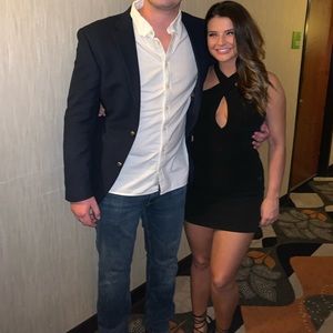 Black bodycon dress with peep hole